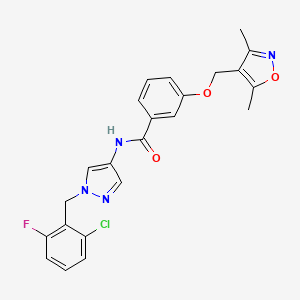 molecular formula C23H20ClFN4O3 B4374605 N~1~-[1-(2-CHLORO-6-FLUOROBENZYL)-1H-PYRAZOL-4-YL]-3-[(3,5-DIMETHYL-4-ISOXAZOLYL)METHOXY]BENZAMIDE 