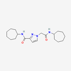 molecular formula C20H32N4O2 B4374653 N~3~-CYCLOHEPTYL-1-[2-(CYCLOHEPTYLAMINO)-2-OXOETHYL]-1H-PYRAZOLE-3-CARBOXAMIDE 