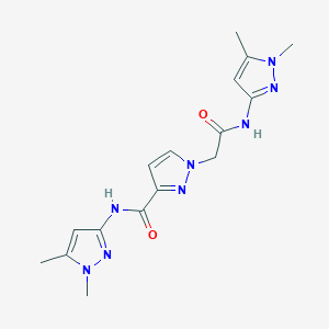 molecular formula C16H20N8O2 B4374691 N-(1,5-dimethylpyrazol-3-yl)-1-[2-[(1,5-dimethylpyrazol-3-yl)amino]-2-oxoethyl]pyrazole-3-carboxamide 