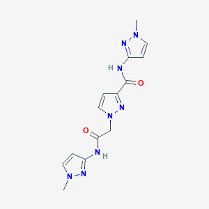 molecular formula C14H16N8O2 B4374717 N-(1-methylpyrazol-3-yl)-1-[2-[(1-methylpyrazol-3-yl)amino]-2-oxoethyl]pyrazole-3-carboxamide 