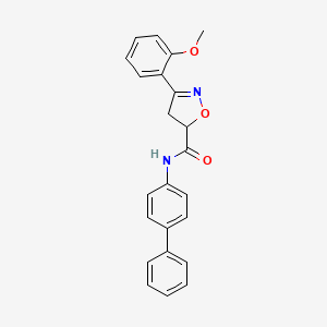 molecular formula C23H20N2O3 B4374740 N-4-biphenylyl-3-(2-methoxyphenyl)-4,5-dihydro-5-isoxazolecarboxamide 