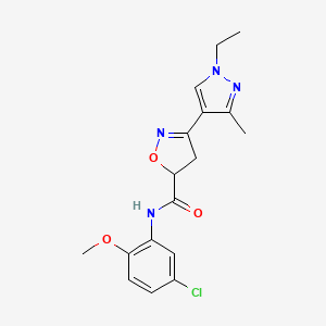 N-(5-chloro-2-methoxyphenyl)-3-(1-ethyl-3-methylpyrazol-4-yl)-4,5-dihydro-1,2-oxazole-5-carboxamide