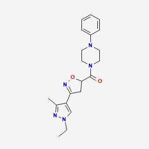 molecular formula C20H25N5O2 B4374751 1-{[3-(1-ethyl-3-methyl-1H-pyrazol-4-yl)-4,5-dihydro-5-isoxazolyl]carbonyl}-4-phenylpiperazine 