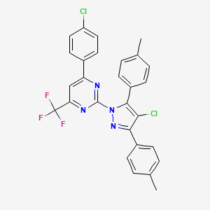 molecular formula C28H19Cl2F3N4 B4374785 2-[4-chloro-3,5-bis(4-methylphenyl)-1H-pyrazol-1-yl]-4-(4-chlorophenyl)-6-(trifluoromethyl)pyrimidine 