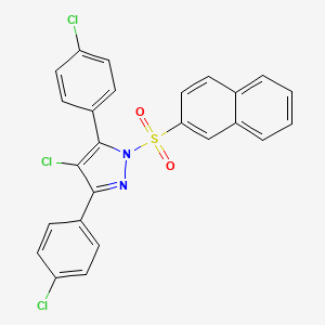 4-CHLORO-3,5-BIS(4-CHLOROPHENYL)-1H-PYRAZOL-1-YL (2-NAPHTHYL) SULFONE