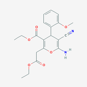 molecular formula C20H22N2O6 B4374844 ethyl 6-amino-5-cyano-2-(2-ethoxy-2-oxoethyl)-4-(2-methoxyphenyl)-4H-pyran-3-carboxylate 