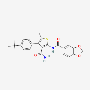 molecular formula C24H24N2O4S B4374871 N-{3-(AMINOCARBONYL)-4-[4-(TERT-BUTYL)PHENYL]-5-METHYL-2-THIENYL}-1,3-BENZODIOXOLE-5-CARBOXAMIDE 