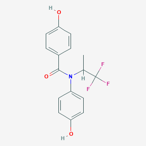 molecular formula C16H14F3NO3 B043749 N-(4-Hydroxyphenyl)-N-(1,1,1-trifluoro-2-propyl)-4-hydroxybenzamide CAS No. 117730-48-0