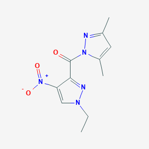 molecular formula C11H13N5O3 B4374911 (3,5-dimethyl-1H-pyrazol-1-yl)(1-ethyl-4-nitro-1H-pyrazol-3-yl)methanone 