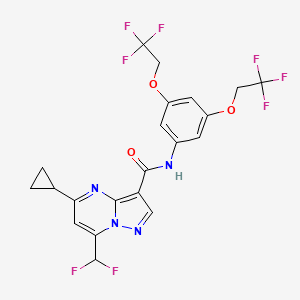 molecular formula C21H16F8N4O3 B4374962 N-[3,5-bis(2,2,2-trifluoroethoxy)phenyl]-5-cyclopropyl-7-(difluoromethyl)pyrazolo[1,5-a]pyrimidine-3-carboxamide 