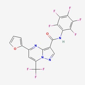 molecular formula C18H6F8N4O2 B4374972 5-(2-FURYL)-N-(2,3,4,5,6-PENTAFLUOROPHENYL)-7-(TRIFLUOROMETHYL)PYRAZOLO[1,5-A]PYRIMIDINE-3-CARBOXAMIDE 