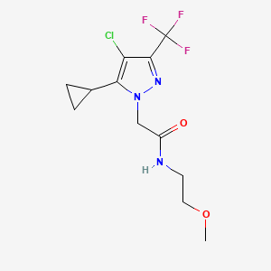 molecular formula C12H15ClF3N3O2 B4375025 2-[4-chloro-5-cyclopropyl-3-(trifluoromethyl)-1H-pyrazol-1-yl]-N-(2-methoxyethyl)acetamide 