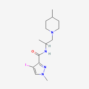 molecular formula C14H23IN4O B4375037 4-IODO-1-METHYL-N~3~-[1-METHYL-2-(4-METHYLPIPERIDINO)ETHYL]-1H-PYRAZOLE-3-CARBOXAMIDE 