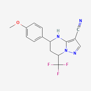 5-(4-METHOXYPHENYL)-7-(TRIFLUOROMETHYL)-4,5,6,7-TETRAHYDROPYRAZOLO[1,5-A]PYRIMIDIN-3-YL CYANIDE