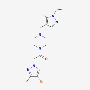 molecular formula C17H25BrN6O B4375072 1-[(4-bromo-3-methyl-1H-pyrazol-1-yl)acetyl]-4-[(1-ethyl-5-methyl-1H-pyrazol-4-yl)methyl]piperazine 