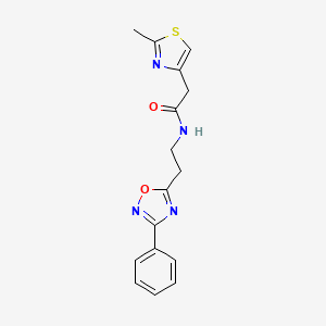 molecular formula C16H16N4O2S B4375084 2-(2-methyl-1,3-thiazol-4-yl)-N-[2-(3-phenyl-1,2,4-oxadiazol-5-yl)ethyl]acetamide 