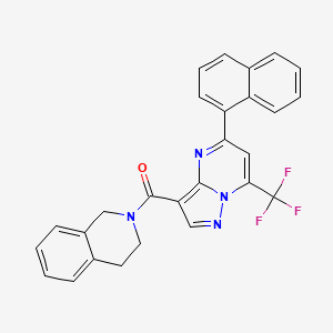 molecular formula C27H19F3N4O B4375104 3,4-DIHYDRO-2(1H)-ISOQUINOLINYL[5-(1-NAPHTHYL)-7-(TRIFLUOROMETHYL)PYRAZOLO[1,5-A]PYRIMIDIN-3-YL]METHANONE 