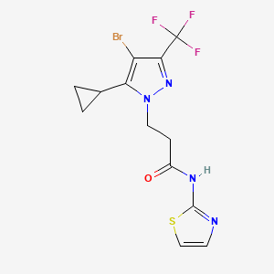 molecular formula C13H12BrF3N4OS B4375115 3-[4-bromo-5-cyclopropyl-3-(trifluoromethyl)-1H-pyrazol-1-yl]-N-(1,3-thiazol-2-yl)propanamide 