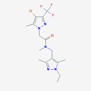 molecular formula C16H21BrF3N5O B4375138 2-[4-bromo-5-methyl-3-(trifluoromethyl)-1H-pyrazol-1-yl]-N-[(1-ethyl-3,5-dimethyl-1H-pyrazol-4-yl)methyl]-N-methylacetamide 