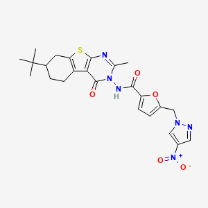 N-[7-(TERT-BUTYL)-2-METHYL-4-OXO-5,6,7,8-TETRAHYDRO[1]BENZOTHIENO[2,3-D]PYRIMIDIN-3(4H)-YL]-5-[(4-NITRO-1H-PYRAZOL-1-YL)METHYL]-2-FURAMIDE