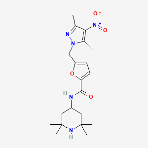 molecular formula C20H29N5O4 B4375199 5-[(3,5-DIMETHYL-4-NITRO-1H-PYRAZOL-1-YL)METHYL]-N-(2,2,6,6-TETRAMETHYL-4-PIPERIDYL)-2-FURAMIDE 