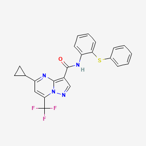 molecular formula C23H17F3N4OS B4375227 5-cyclopropyl-N-[2-(phenylsulfanyl)phenyl]-7-(trifluoromethyl)pyrazolo[1,5-a]pyrimidine-3-carboxamide 