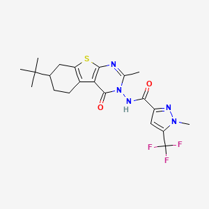 molecular formula C21H24F3N5O2S B4375253 N-[7-(TERT-BUTYL)-2-METHYL-4-OXO-5,6,7,8-TETRAHYDRO[1]BENZOTHIENO[2,3-D]PYRIMIDIN-3(4H)-YL]-1-METHYL-5-(TRIFLUOROMETHYL)-1H-PYRAZOLE-3-CARBOXAMIDE 