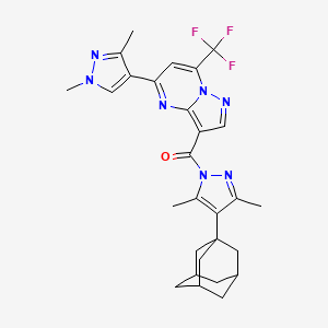 molecular formula C28H30F3N7O B4375288 [4-(1-ADAMANTYL)-3,5-DIMETHYL-1H-PYRAZOL-1-YL][5-(1,3-DIMETHYL-1H-PYRAZOL-4-YL)-7-(TRIFLUOROMETHYL)PYRAZOLO[1,5-A]PYRIMIDIN-3-YL]METHANONE 