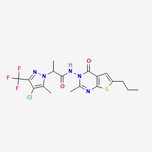 2-[4-CHLORO-5-METHYL-3-(TRIFLUOROMETHYL)-1H-PYRAZOL-1-YL]-N-[2-METHYL-4-OXO-6-PROPYLTHIENO[2,3-D]PYRIMIDIN-3(4H)-YL]PROPANAMIDE