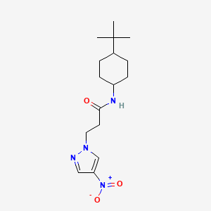 molecular formula C16H26N4O3 B4375311 N-[4-(TERT-BUTYL)CYCLOHEXYL]-3-(4-NITRO-1H-PYRAZOL-1-YL)PROPANAMIDE 