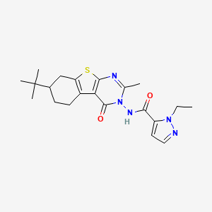 molecular formula C21H27N5O2S B4375331 N-[7-(TERT-BUTYL)-2-METHYL-4-OXO-5,6,7,8-TETRAHYDRO[1]BENZOTHIENO[2,3-D]PYRIMIDIN-3(4H)-YL]-1-ETHYL-1H-PYRAZOLE-5-CARBOXAMIDE 