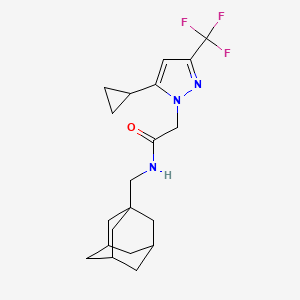 molecular formula C20H26F3N3O B4375336 N-(1-adamantylmethyl)-2-[5-cyclopropyl-3-(trifluoromethyl)-1H-pyrazol-1-yl]acetamide 