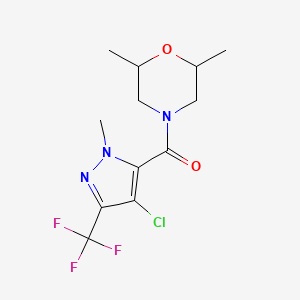 molecular formula C12H15ClF3N3O2 B4375363 [4-CHLORO-1-METHYL-3-(TRIFLUOROMETHYL)-1H-PYRAZOL-5-YL](2,6-DIMETHYLMORPHOLINO)METHANONE 