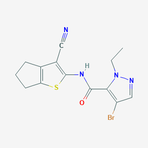 molecular formula C14H13BrN4OS B4375370 4-bromo-N-(3-cyano-5,6-dihydro-4H-cyclopenta[b]thiophen-2-yl)-1-ethyl-1H-pyrazole-5-carboxamide 