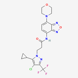 molecular formula C20H20ClF3N6O3 B4375384 3-[4-CHLORO-5-CYCLOPROPYL-3-(TRIFLUOROMETHYL)-1H-PYRAZOL-1-YL]-N-(7-MORPHOLINO-2,1,3-BENZOXADIAZOL-4-YL)PROPANAMIDE 