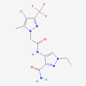 4-({2-[4-CHLORO-5-METHYL-3-(TRIFLUOROMETHYL)-1H-PYRAZOL-1-YL]ACETYL}AMINO)-1-ETHYL-1H-PYRAZOLE-3-CARBOXAMIDE