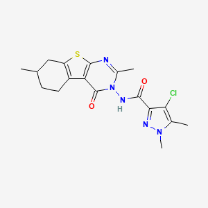 4-CHLORO-N-[2,7-DIMETHYL-4-OXO-5,6,7,8-TETRAHYDRO[1]BENZOTHIENO[2,3-D]PYRIMIDIN-3(4H)-YL]-1,5-DIMETHYL-1H-PYRAZOLE-3-CARBOXAMIDE