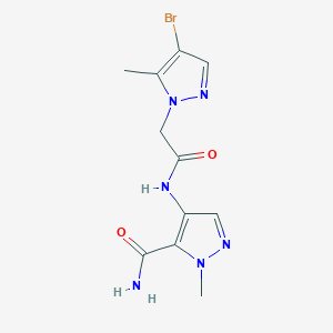 molecular formula C11H13BrN6O2 B4375532 4-{[2-(4-BROMO-5-METHYL-1H-PYRAZOL-1-YL)ACETYL]AMINO}-1-METHYL-1H-PYRAZOLE-5-CARBOXAMIDE 