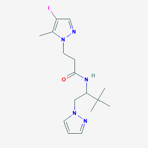 molecular formula C16H24IN5O B4375535 N-[2,2-dimethyl-1-(1H-pyrazol-1-ylmethyl)propyl]-3-(4-iodo-5-methyl-1H-pyrazol-1-yl)propanamide 