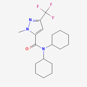 molecular formula C18H26F3N3O B4375564 N,N-dicyclohexyl-1-methyl-3-(trifluoromethyl)-1H-pyrazole-5-carboxamide 