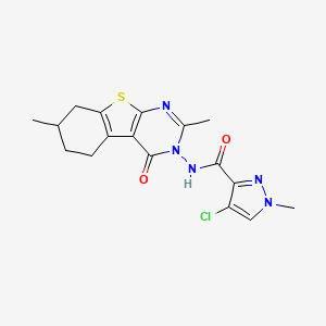 4-CHLORO-N-[2,7-DIMETHYL-4-OXO-5,6,7,8-TETRAHYDRO[1]BENZOTHIENO[2,3-D]PYRIMIDIN-3(4H)-YL]-1-METHYL-1H-PYRAZOLE-3-CARBOXAMIDE