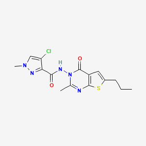 molecular formula C15H16ClN5O2S B4375603 4-CHLORO-1-METHYL-N-[2-METHYL-4-OXO-6-PROPYLTHIENO[2,3-D]PYRIMIDIN-3(4H)-YL]-1H-PYRAZOLE-3-CARBOXAMIDE 