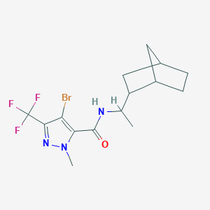 molecular formula C15H19BrF3N3O B4375623 N~5~-(1-BICYCLO[2.2.1]HEPT-2-YLETHYL)-4-BROMO-1-METHYL-3-(TRIFLUOROMETHYL)-1H-PYRAZOLE-5-CARBOXAMIDE 