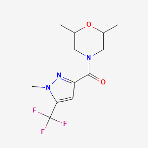 molecular formula C12H16F3N3O2 B4375625 2,6-dimethyl-4-{[1-methyl-5-(trifluoromethyl)-1H-pyrazol-3-yl]carbonyl}morpholine 