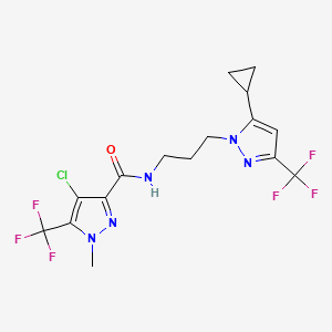 4-chloro-N-{3-[5-cyclopropyl-3-(trifluoromethyl)-1H-pyrazol-1-yl]propyl}-1-methyl-5-(trifluoromethyl)-1H-pyrazole-3-carboxamide