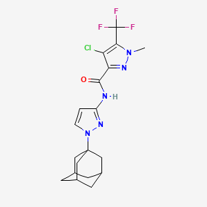 molecular formula C19H21ClF3N5O B4375657 N-[1-(1-adamantyl)-1H-pyrazol-3-yl]-4-chloro-1-methyl-5-(trifluoromethyl)-1H-pyrazole-3-carboxamide 