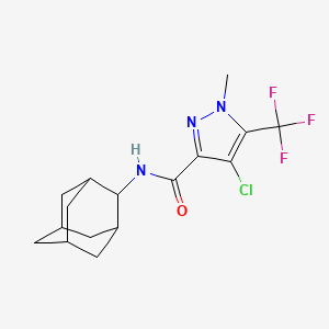 molecular formula C16H19ClF3N3O B4375663 N-(2-ADAMANTYL)-4-CHLORO-1-METHYL-5-(TRIFLUOROMETHYL)-1H-PYRAZOLE-3-CARBOXAMIDE 