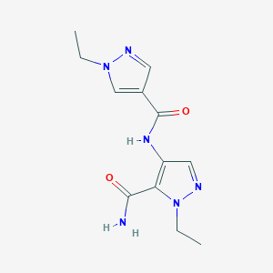 molecular formula C12H16N6O2 B4375692 1-ETHYL-4-{[(1-ETHYL-1H-PYRAZOL-4-YL)CARBONYL]AMINO}-1H-PYRAZOLE-5-CARBOXAMIDE 