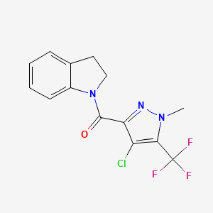 molecular formula C14H11ClF3N3O B4375735 [4-chloro-1-methyl-5-(trifluoromethyl)-1H-pyrazol-3-yl](2,3-dihydro-1H-indol-1-yl)methanone 