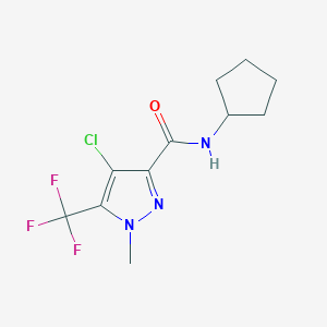 molecular formula C11H13ClF3N3O B4375740 4-chloro-N-cyclopentyl-1-methyl-5-(trifluoromethyl)-1H-pyrazole-3-carboxamide 